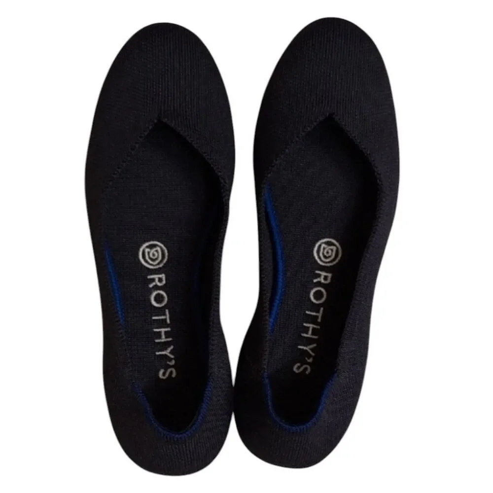 Rothys The Round Toe Flat Dark Navy Blue Size 7.5